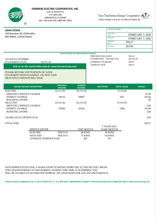  Minol USA business utility bill 